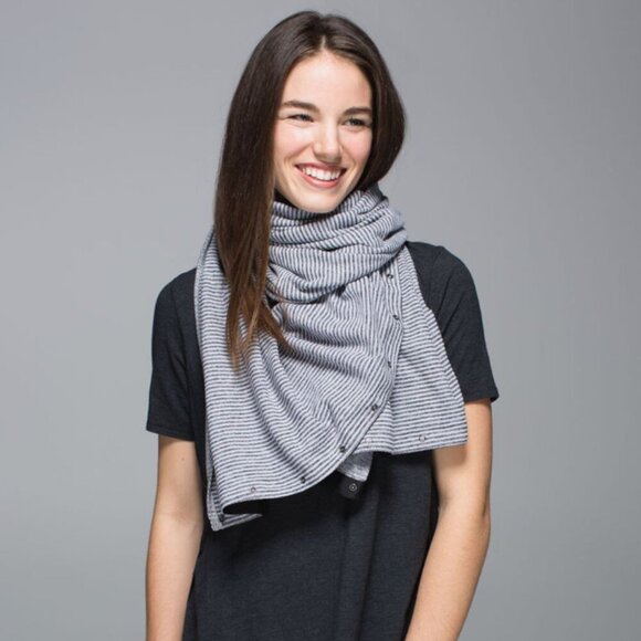 Lululemon Vinyasa Infinity Scarf Rulu Mini Check Pique White Heathered Black OS - Picture 1 of 8